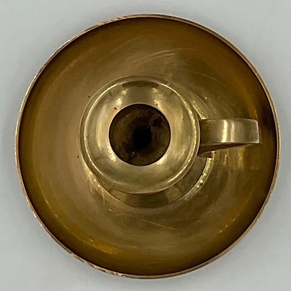 Vintage MCM Brass Candlestick Holder with Drip Tray